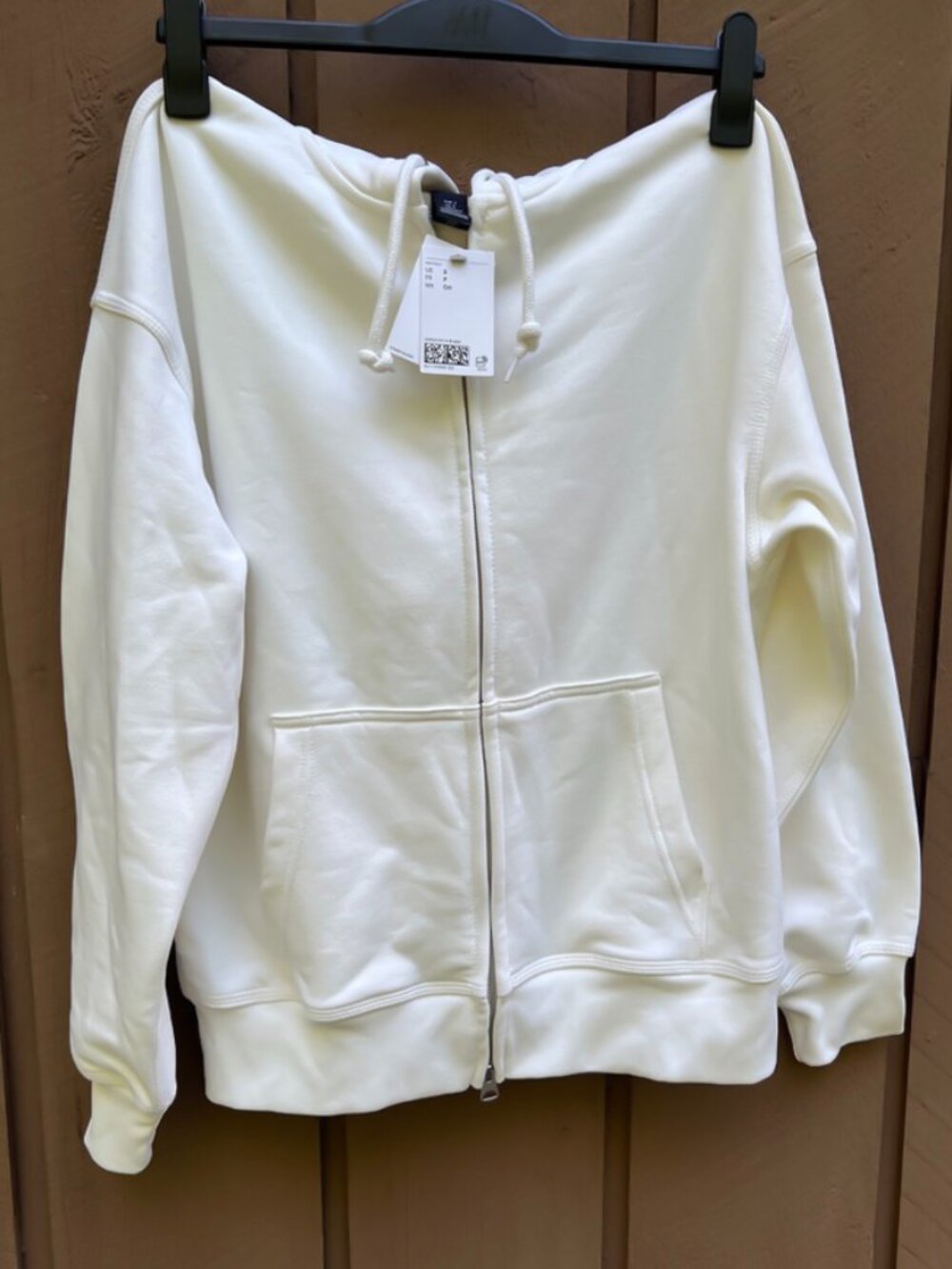 H&M Men's Size S Oversized Fit Cream Hooded Jacket - New with Tags